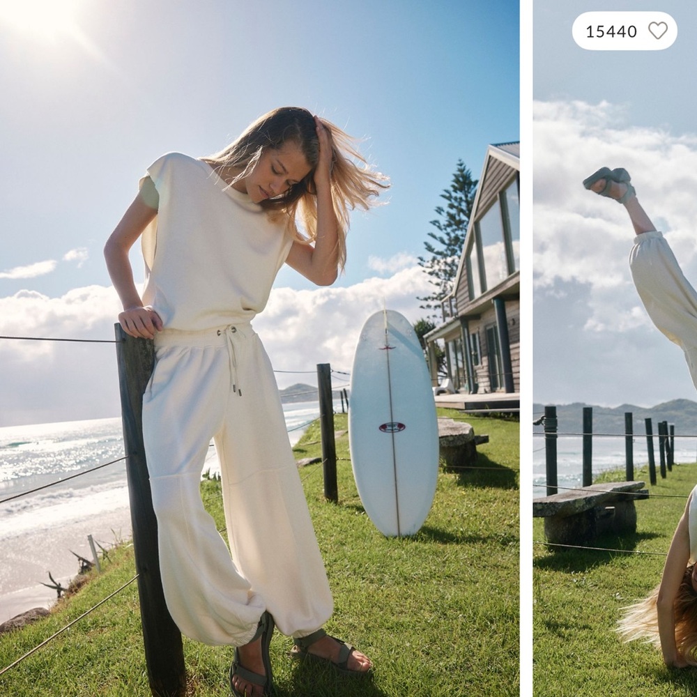 FP Movement Cream Jumpsuit with Self-Tie Waist